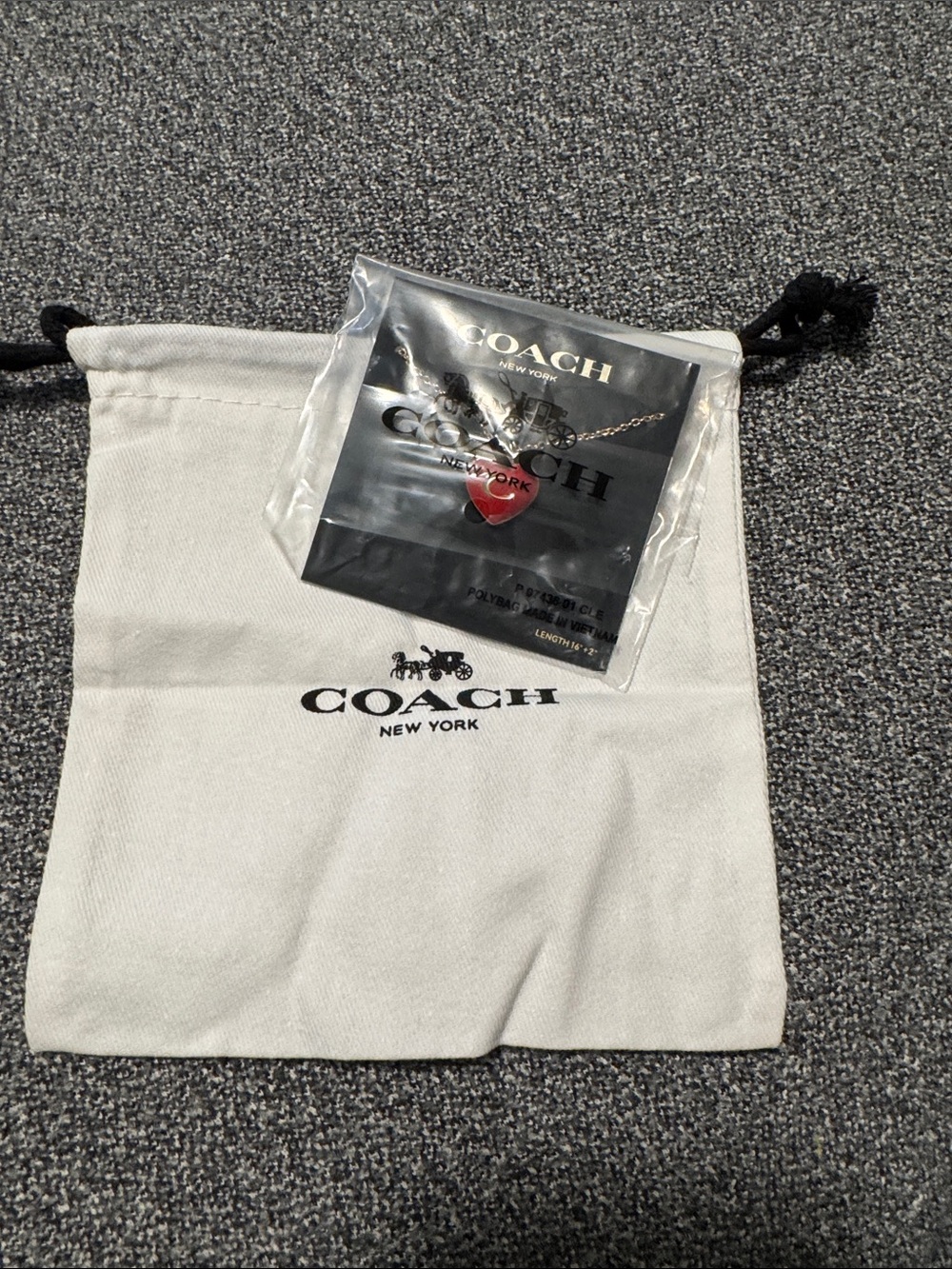 Coach Red Heart Pendant Necklace with Silver Chain